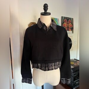 Zara Cropped Sweater with Plaid Collar